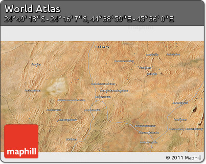 Satellite 3D Map of the Area around 24° 32' 42" S, 45° 7' 30" E