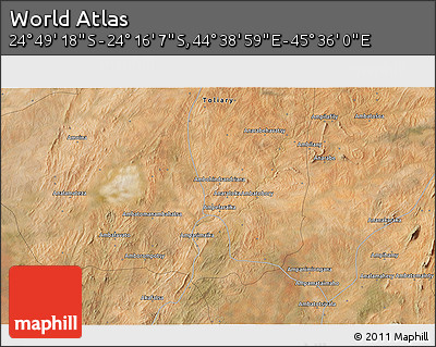 Satellite 3D Map of the Area around 24° 32' 42" S, 45° 7' 30" E