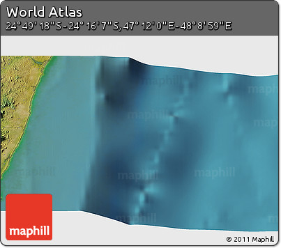 Satellite 3D Map of the Area around 24° 32' 42" S, 47° 40' 29" E