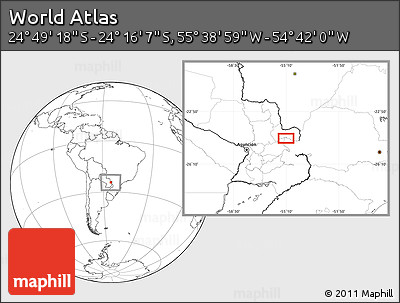 Blank Location Map of the Area around 24° 32' 42" S, 55° 10' 29" W