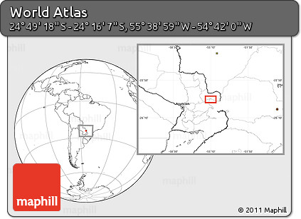 Blank Location Map of the Area around 24° 32' 42" S, 55° 10' 29" W
