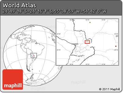 Blank Location Map of the Area around 24° 32' 42" S, 55° 10' 29" W