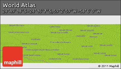 Physical Panoramic Map of the Area around 24° 32' 42" S, 58° 34' 30" W