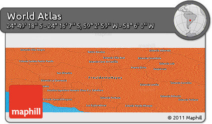 Political Panoramic Map of the Area around 24° 32' 42" S, 58° 34' 30" W