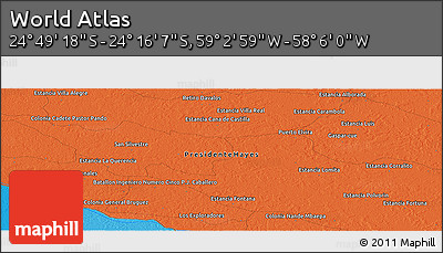 Political Panoramic Map of the Area around 24° 32' 42" S, 58° 34' 30" W