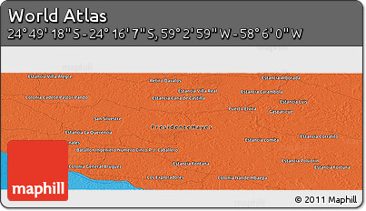 Political Panoramic Map of the Area around 24° 32' 42" S, 58° 34' 30" W