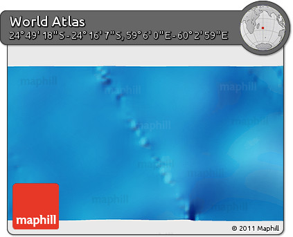 Physical 3D Map of the Area around 24° 32' 42" S, 59° 34' 30" E