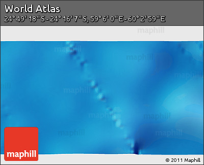 Physical 3D Map of the Area around 24° 32' 42" S, 59° 34' 30" E