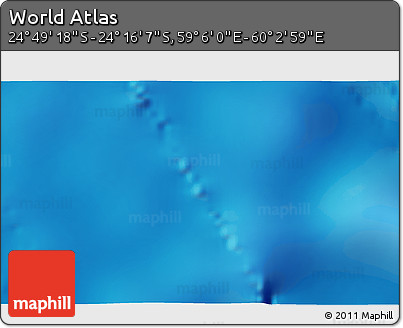 Physical 3D Map of the Area around 24° 32' 42" S, 59° 34' 30" E