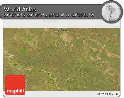 Satellite 3D Map of the Area around 24° 32' 42" S, 61° 7' 30" W