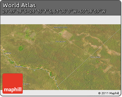 Satellite 3D Map of the Area around 24° 32' 42" S, 61° 7' 30" W