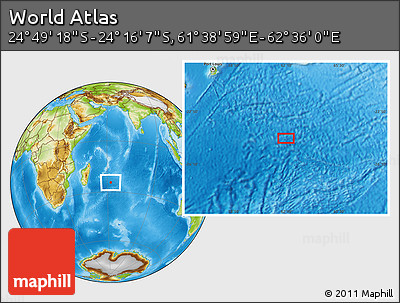 Physical Location Map of the Area around 24° 32' 42" S, 62° 7' 30" E