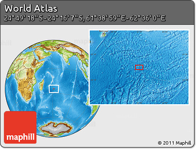 Physical Location Map of the Area around 24° 32' 42" S, 62° 7' 30" E