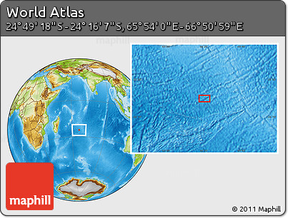 Physical Location Map of the Area around 24° 32' 42" S, 66° 22' 30" E