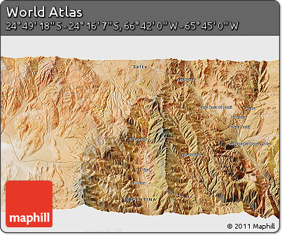 Satellite 3D Map of the Area around 24° 32' 42" S, 66° 13' 29" W