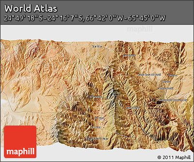 Satellite 3D Map of the Area around 24° 32' 42" S, 66° 13' 29" W
