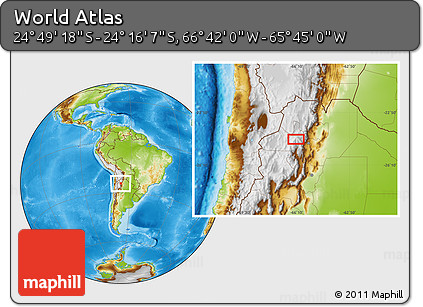 Physical Location Map of the Area around 24° 32' 42" S, 66° 13' 29" W