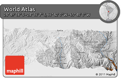 Physical Panoramic Map of the Area around 24° 32' 42" S, 66° 13' 29" W