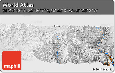 Physical Panoramic Map of the Area around 24° 32' 42" S, 66° 13' 29" W