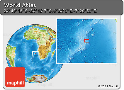 Physical Location Map of the Area around 24° 32' 42" S, 6° 52' 30" E