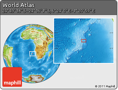 Physical Location Map of the Area around 24° 32' 42" S, 6° 52' 30" E