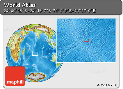 Physical Location Map of the Area around 24° 32' 42" S, 71° 28' 29" E