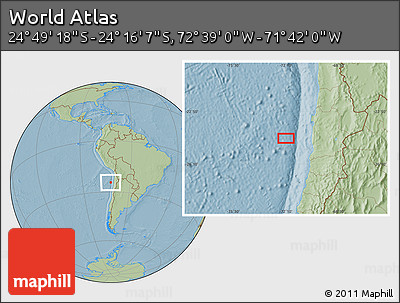 Savanna Style Location Map of the Area around 24° 32' 42" S, 72° 10' 30" W, hill shading