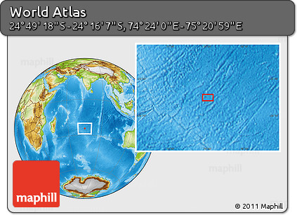 Physical Location Map of the Area around 24° 32' 42" S, 74° 52' 30" E