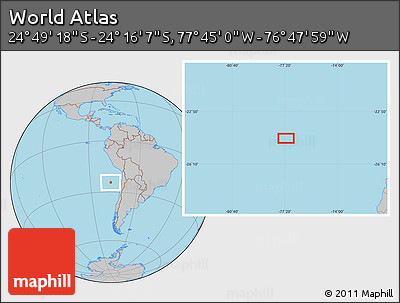Gray Location Map of the Area around 24° 32' 42" S, 77° 16' 30" W