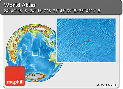 Physical Location Map of the Area around 24° 32' 42" S, 78° 16' 30" E