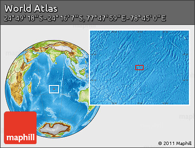 Physical Location Map of the Area around 24° 32' 42" S, 78° 16' 30" E