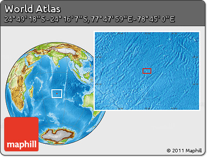 Physical Location Map of the Area around 24° 32' 42" S, 78° 16' 30" E