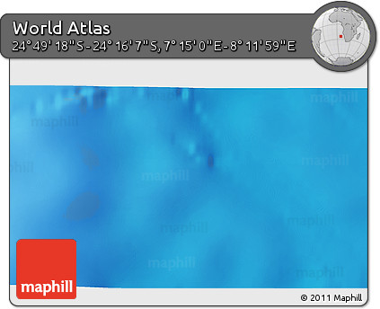 Physical 3D Map of the Area around 24° 32' 42" S, 7° 43' 29" E