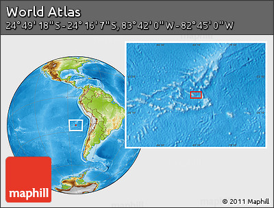 Physical Location Map of the Area around 24° 32' 42" S, 83° 13' 29" W