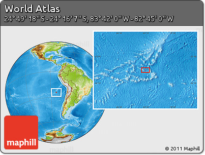 Physical Location Map of the Area around 24° 32' 42" S, 83° 13' 29" W