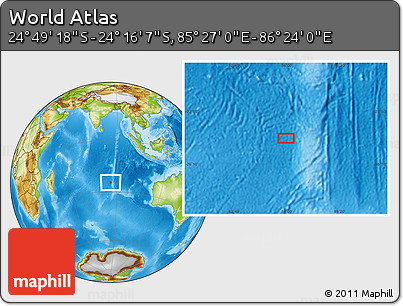 Physical Location Map of the Area around 24° 32' 42" S, 85° 55' 30" E