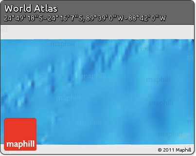 Shaded Relief 3D Map of the Area around 24° 32' 42" S, 89° 10' 30" W