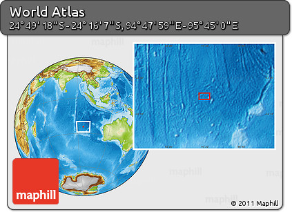 Physical Location Map of the Area around 24° 32' 42" S, 95° 16' 30" E