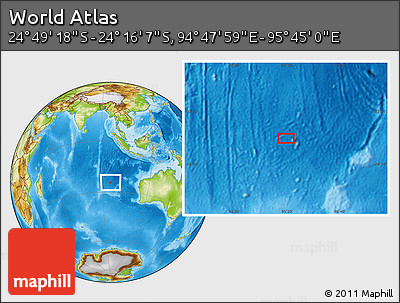 Physical Location Map of the Area around 24° 32' 42" S, 95° 16' 30" E
