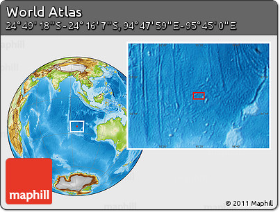 Physical Location Map of the Area around 24° 32' 42" S, 95° 16' 30" E