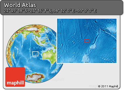 Physical Location Map of the Area around 24° 32' 42" S, 98° 40' 30" E