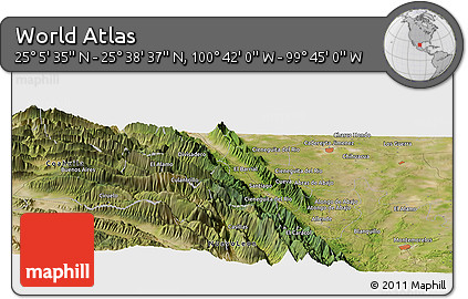 Satellite Panoramic Map of the Area around 25° 22' 6" N, 100° 13' 29" W