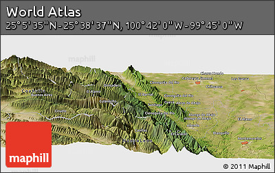 Satellite Panoramic Map of the Area around 25° 22' 6" N, 100° 13' 29" W