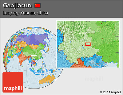 Political Location Map of Gaojiacun