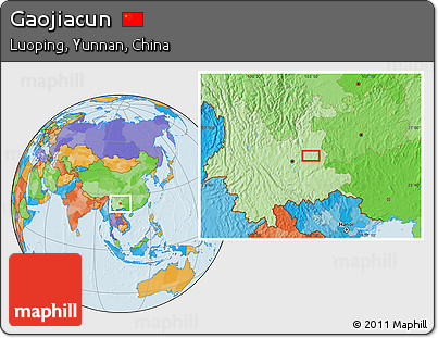Political Location Map of Gaojiacun