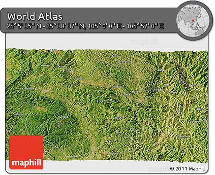 Satellite 3D Map of the Area around 25° 22' 6" N, 105° 28' 29" E