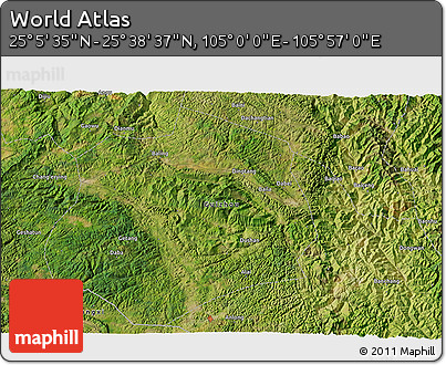 Satellite 3D Map of the Area around 25° 22' 6" N, 105° 28' 29" E