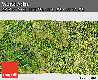 Satellite 3D Map of the Area around 25° 22' 6" N, 105° 28' 29" E