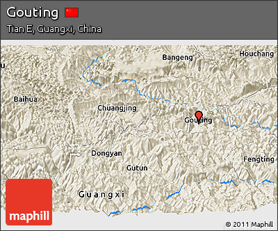 Shaded Relief Panoramic Map of Gouting