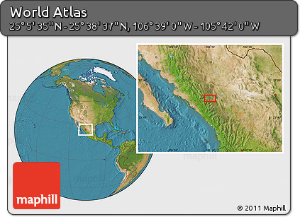 Satellite Location Map of the Area around 25° 22' 6" N, 106° 10' 30" W